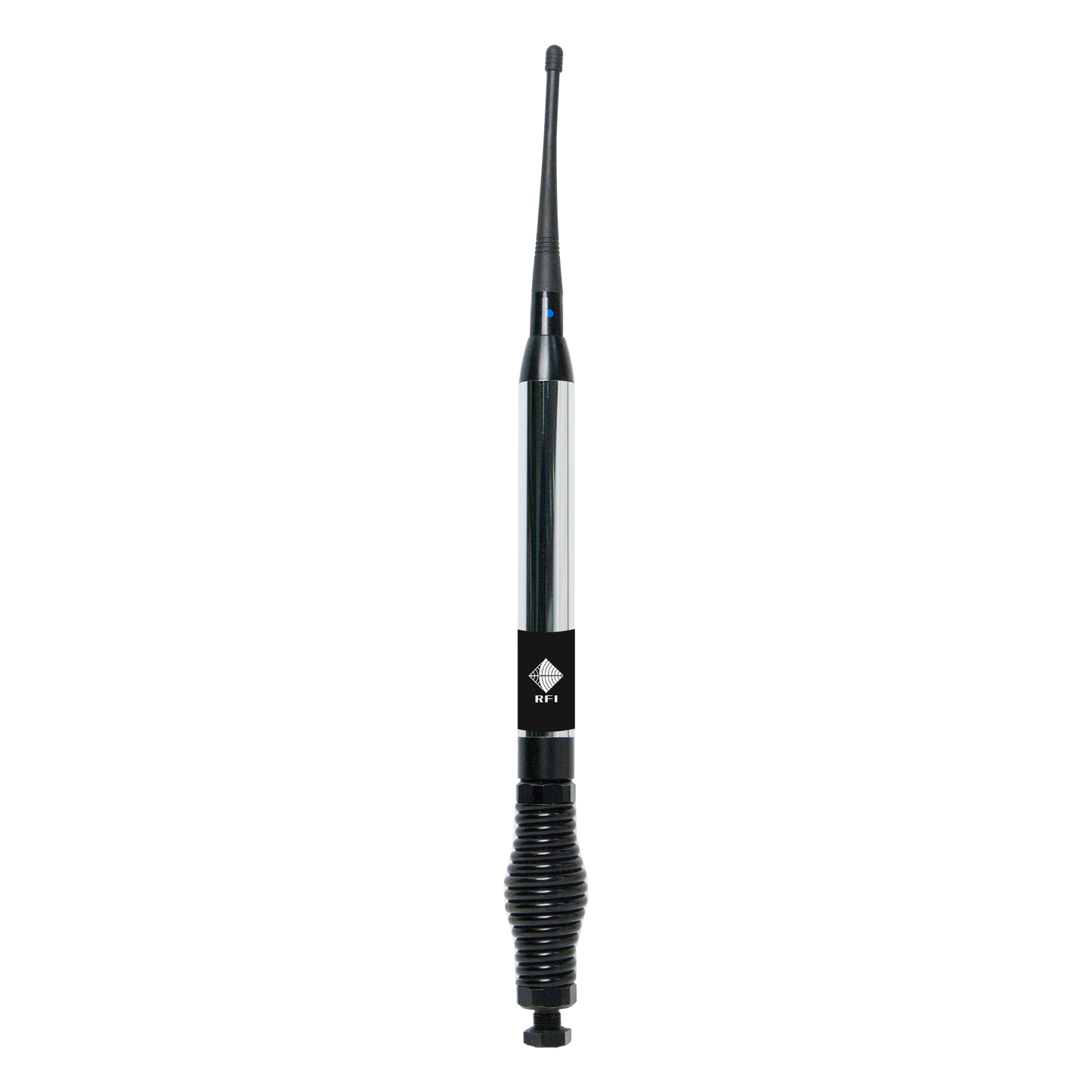 RFI CD993-67-73 - UHF 400-520MHz Elevated Feed Chrome Antenna with Spring and Cable