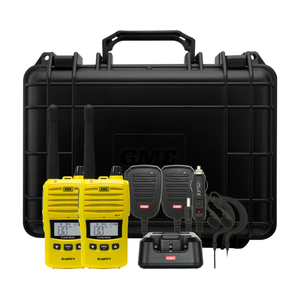 GME TX6165YTP UHFCB Yellow 5W/1W Portable Radio Twin Pack