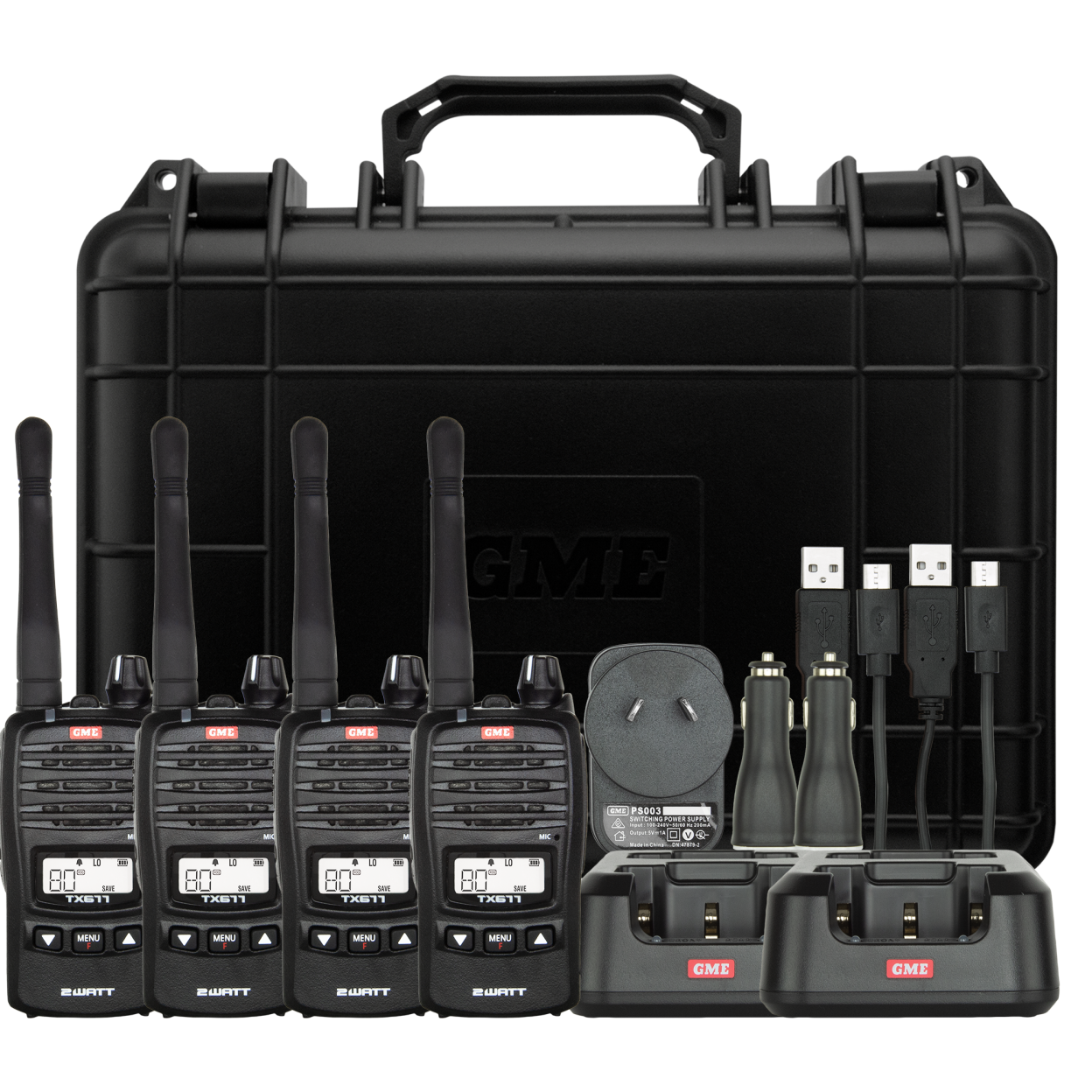 GME TX677QP UHFCB 2W Portable Radio Quad Pack