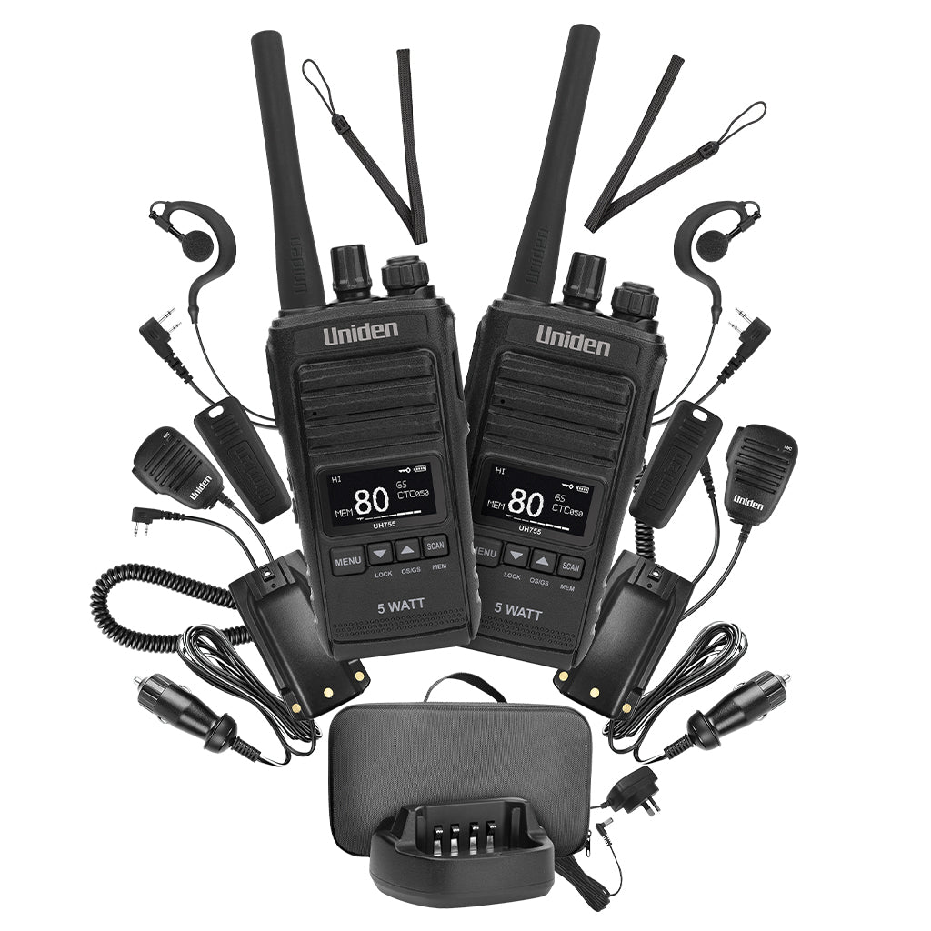 Uniden UH755-2DLX UHFCB Portable Radio Twin Pack