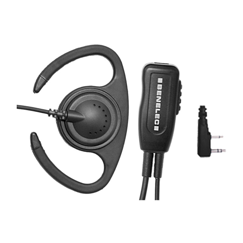 Benelec Flexible ‘D’ Ear Headset In-line Push-To-Talk with Kenwood K1 Termination - Foxtrot Communications