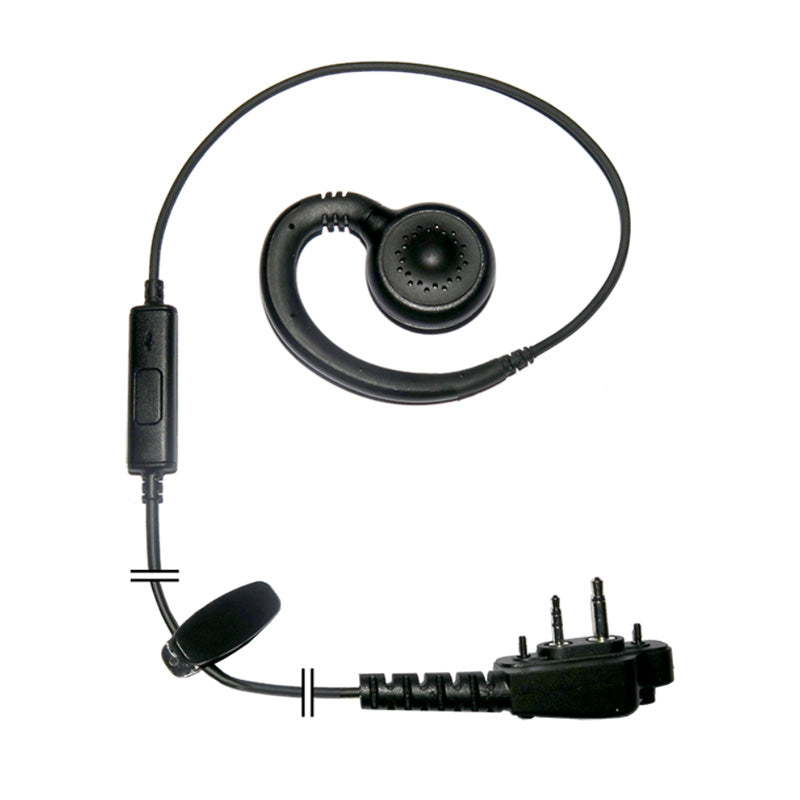 Benelec Mini Ear Hook Headset In-line Push-To-Talk with ICOM S13 Termination - Foxtrot Communications