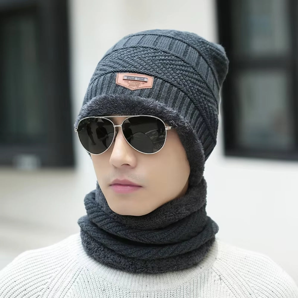 Winter Knit Beanie Hat Neck Warmer Gloves Set - Foxtrot Communications