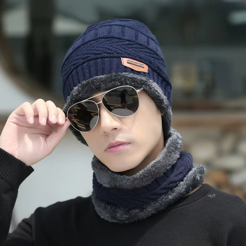 Winter Knit Beanie Hat Neck Warmer Gloves Set - Foxtrot Communications