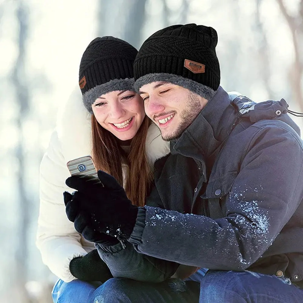 Winter Knit Beanie Hat Neck Warmer Gloves Set - Foxtrot Communications