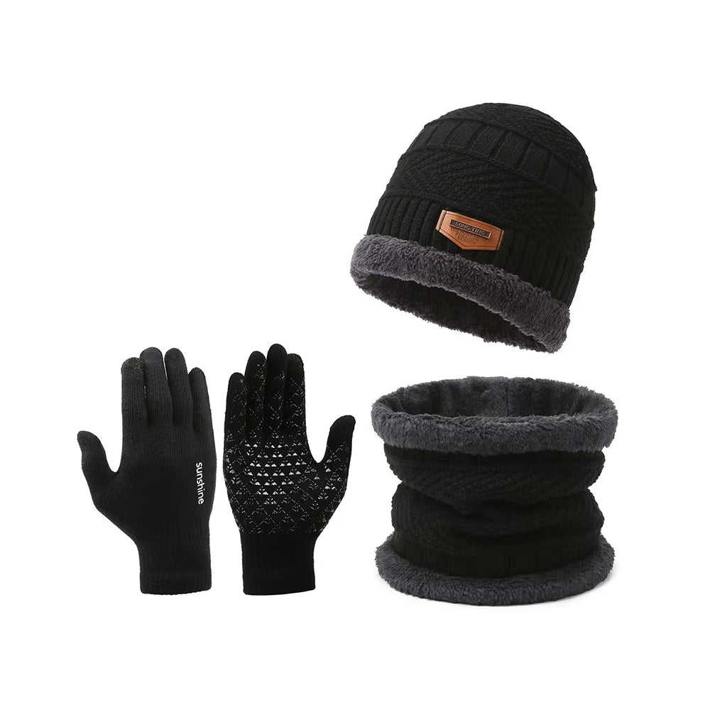 Winter Knit Beanie Hat Neck Warmer Gloves Set - Foxtrot Communications