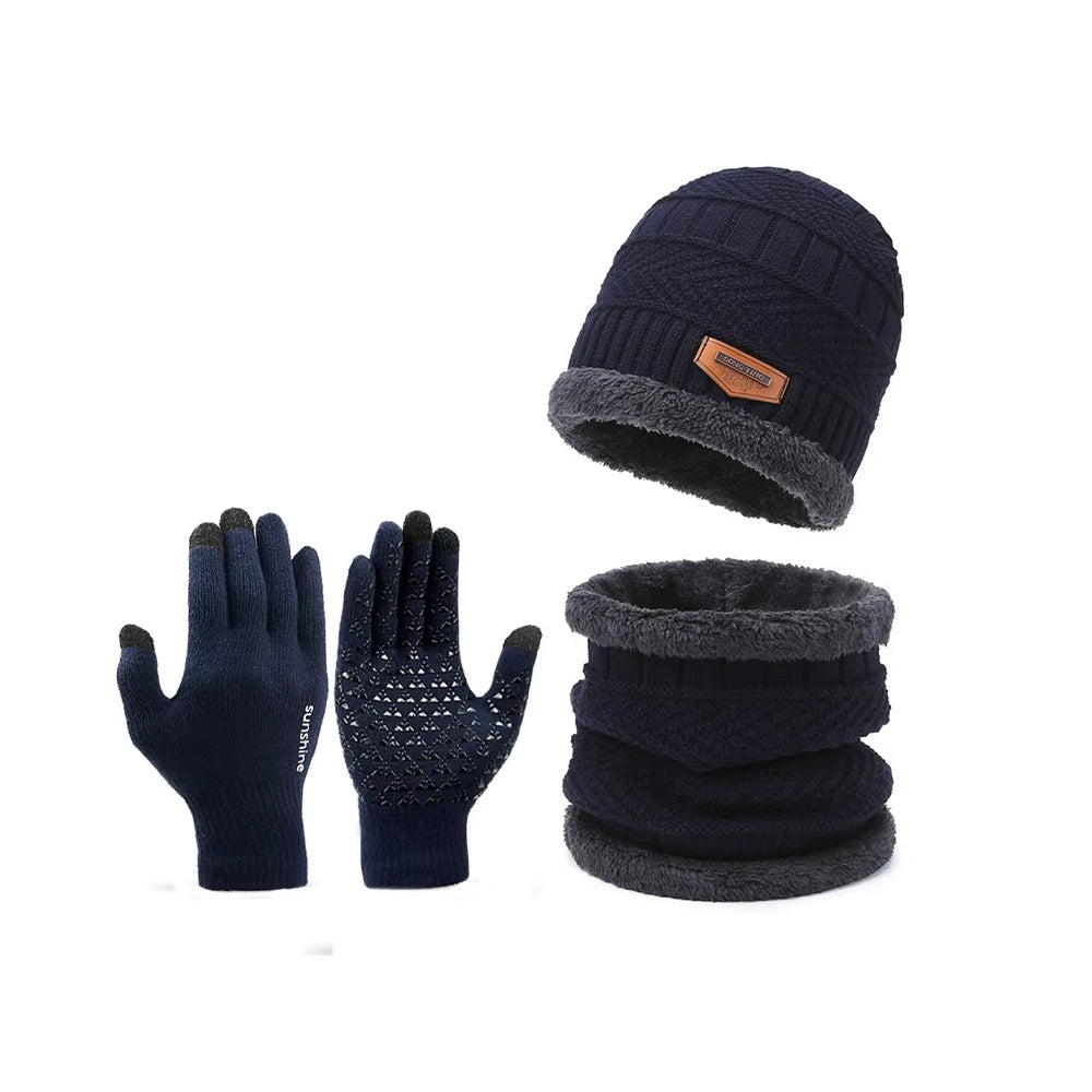 Winter Knit Beanie Hat Neck Warmer Gloves Set - Foxtrot Communications