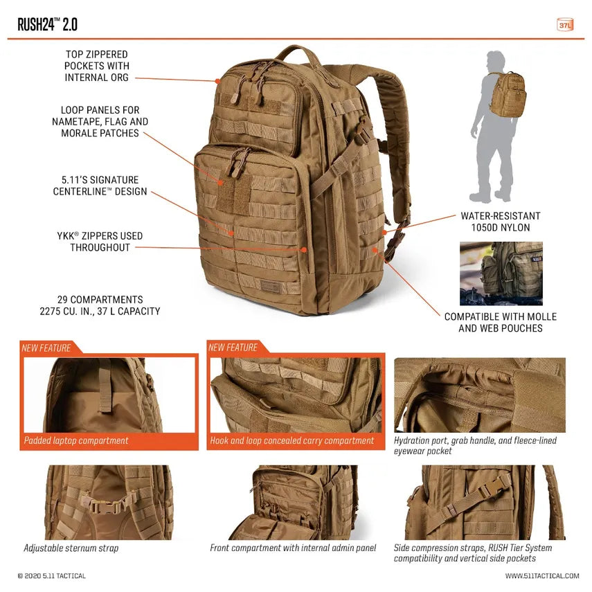 5.11 RUSH 24 2.0 Backpack 37L - Foxtrot Communications