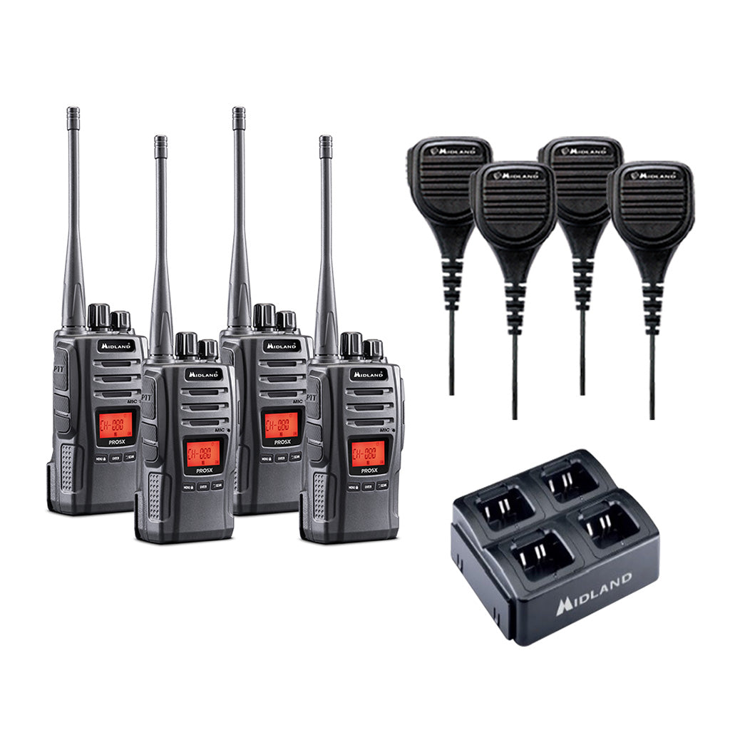 Midland PRO5X-4 UHF Analogue Portable Radio - Quad Pack