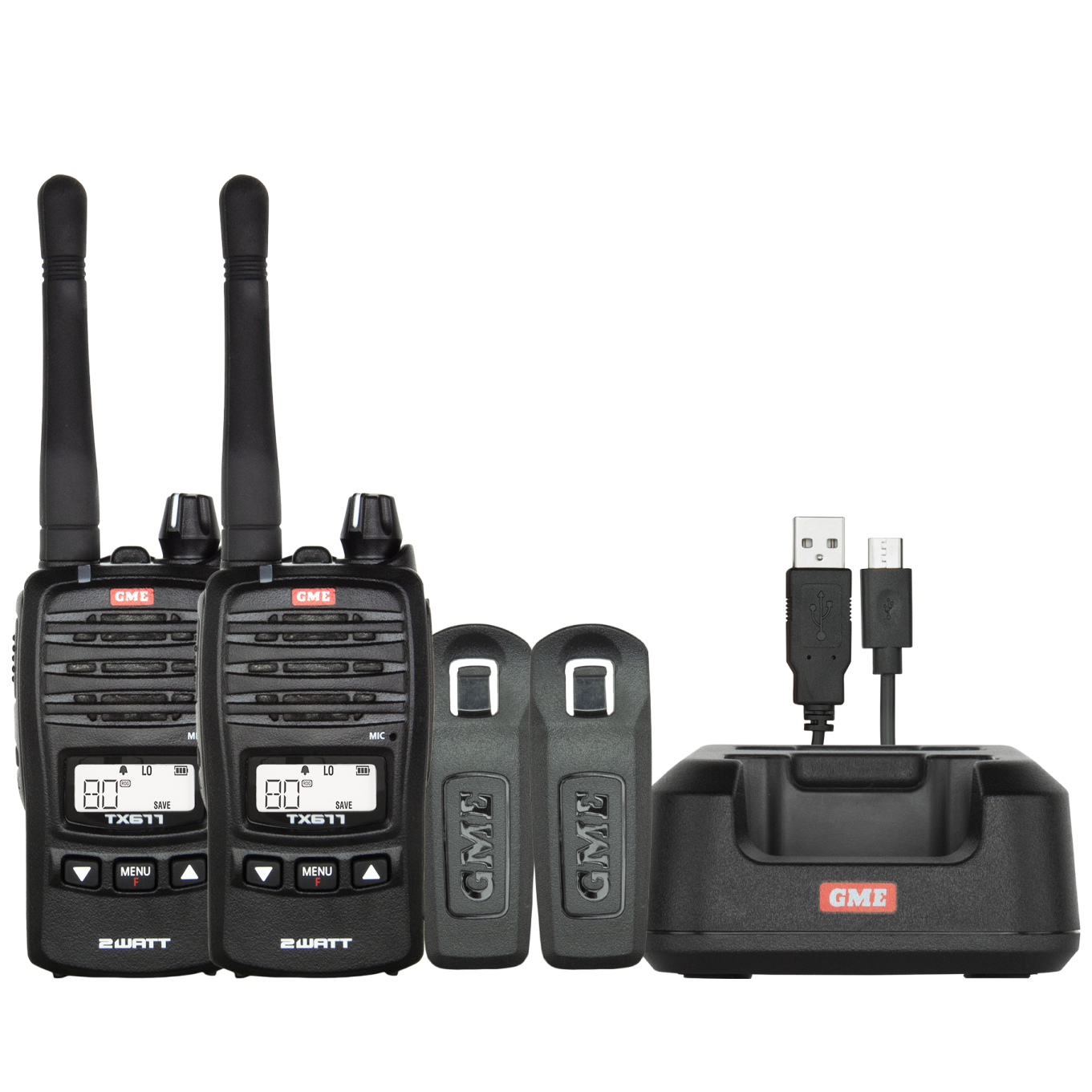GME TX677TP UHFCB 2W Portable Radio Twin Pack