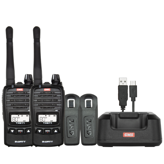 GME TX677TP UHFCB 2W Portable Radio Twin Pack
