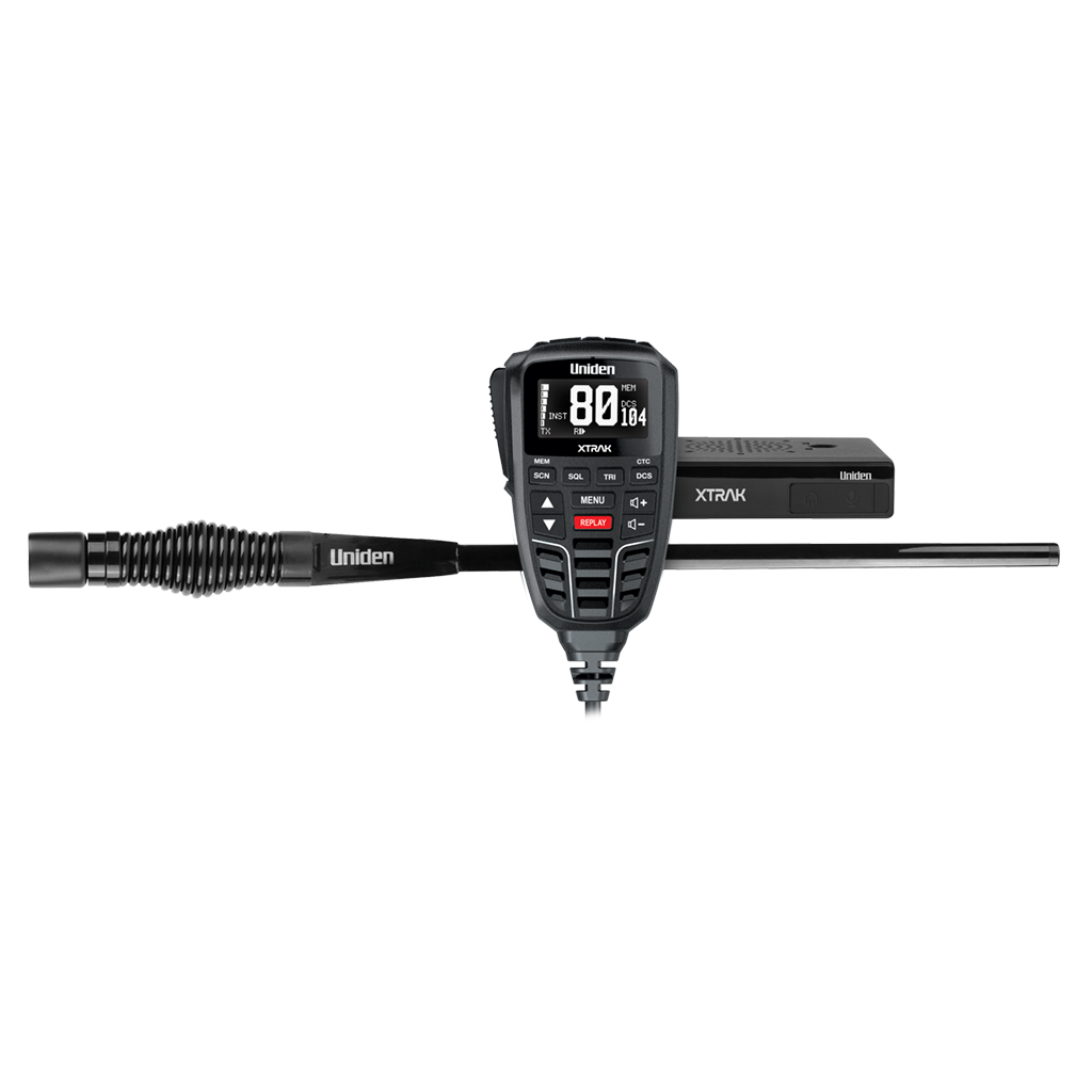 Uniden XTRAK80 UHFCB Mobile Radio & Antenna - Adventure Pack